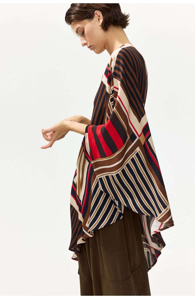 H&M One-shoulder Satin Cape Top, Alternate, color, Brown/Patterned