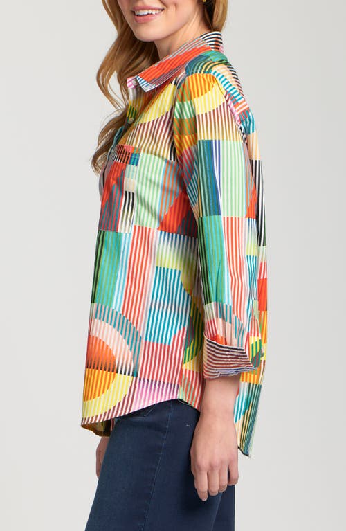 Apny Boyfriend Poplin Button-up Shirt In Multi