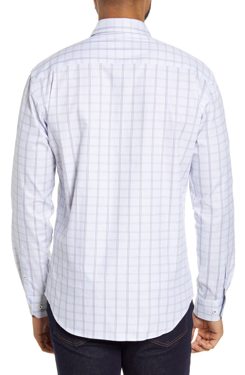 Bugatchi Shaped Fit Windowpane Button-Up Shirt, Alternate, color, 