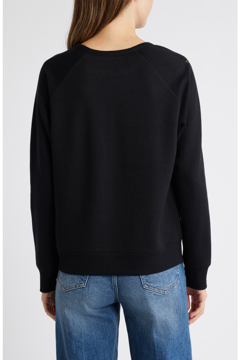 Stars Metallic Graphic Sweatshirt, Alternate, color, BLACK- GOLD STARS