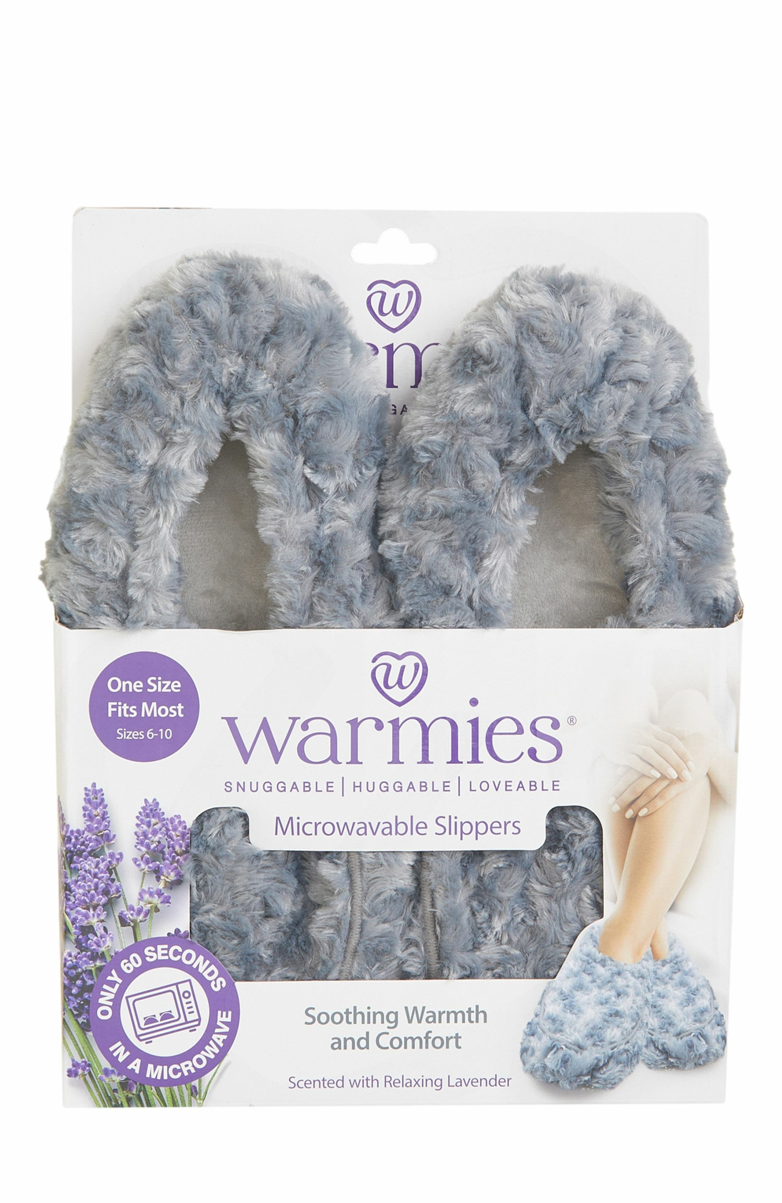 Warmies Curly Plush Slippers, Alternate, color, Gray