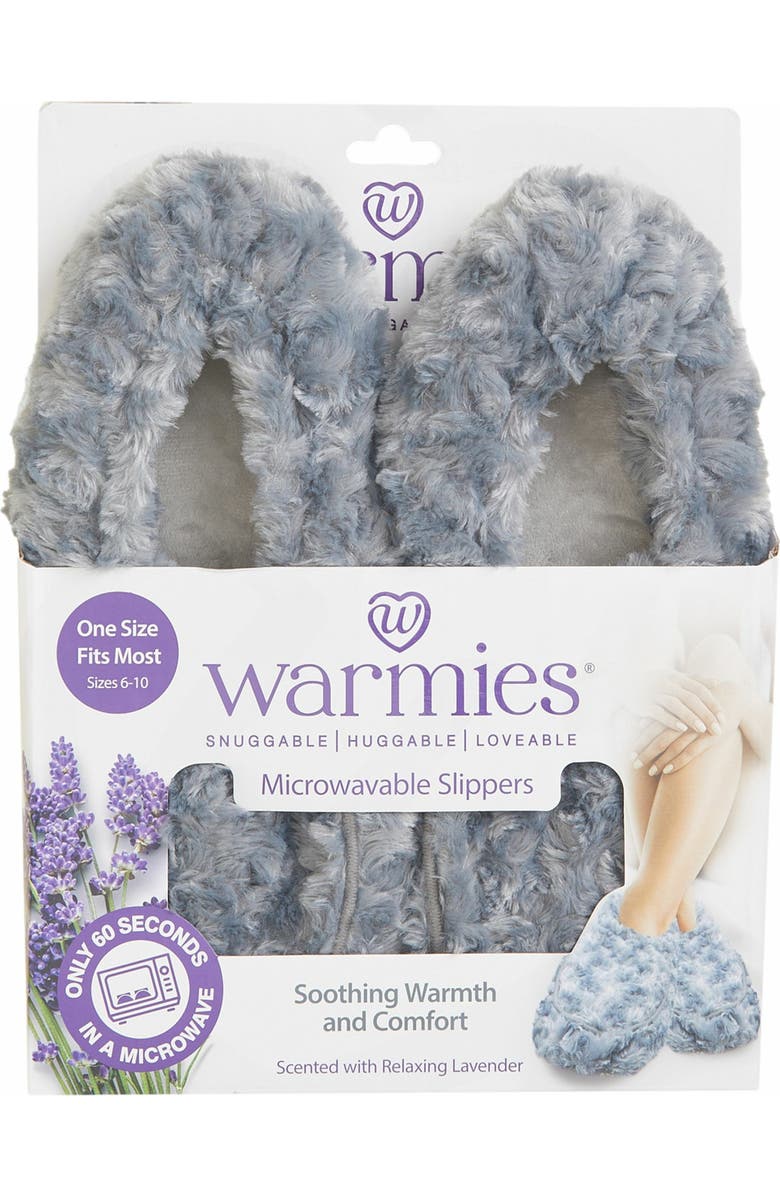Warmies Curly Plush Slippers, Alternate, color, Gray