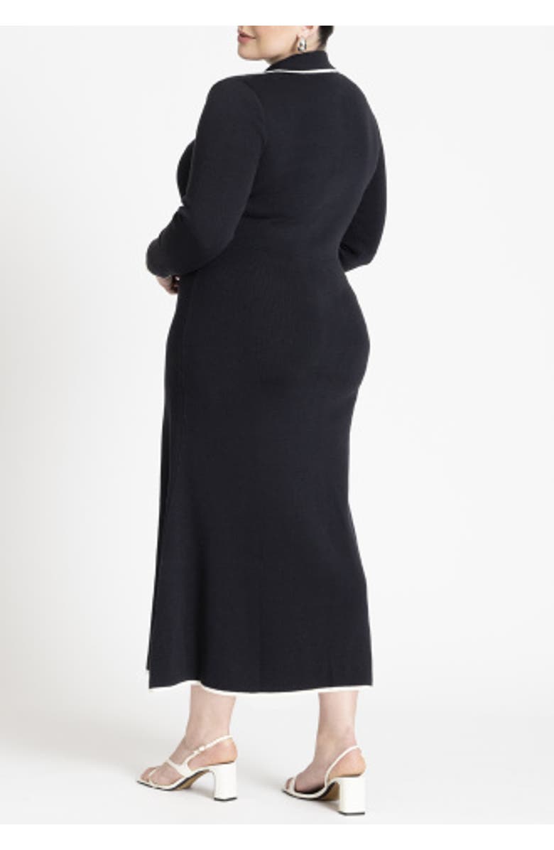 ELOQUII Ribbed Sweater Dress With Collar, Alternate, color, Black Onyx