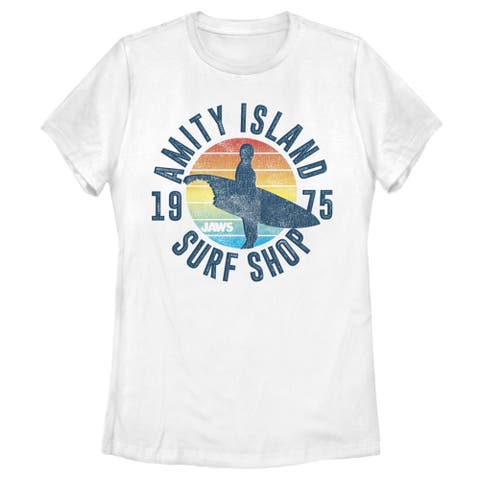 Women's Jaws Retro Amity Island Surf Shop  Graphic T-Shirt