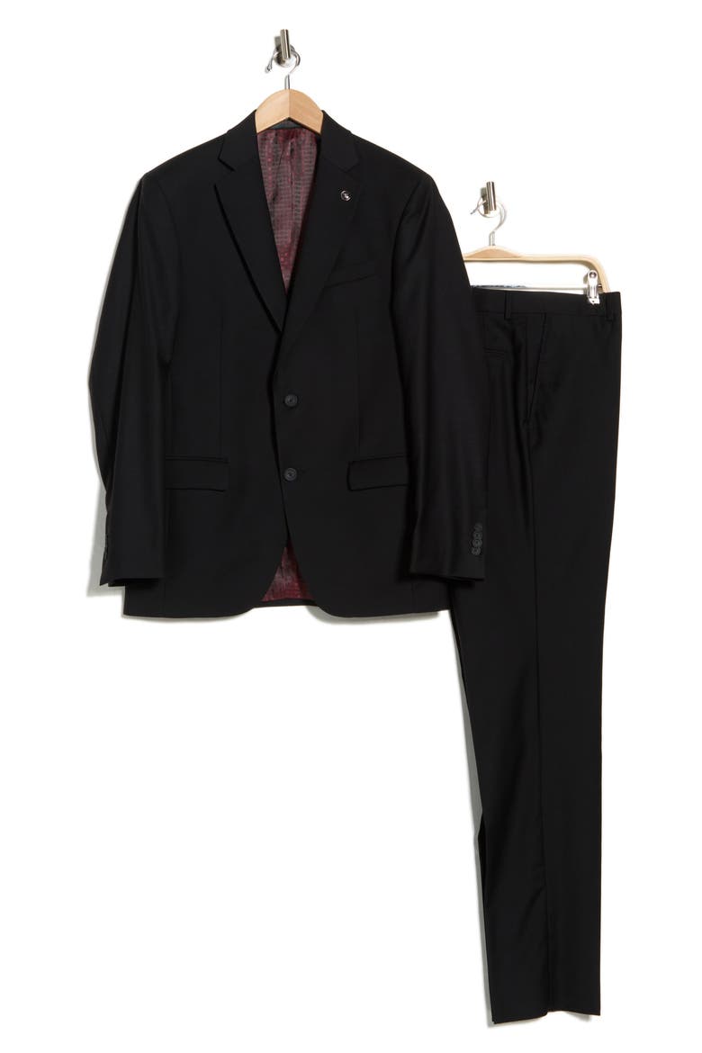 Jake Solid Wool Suit, Alternate, color, BLACK