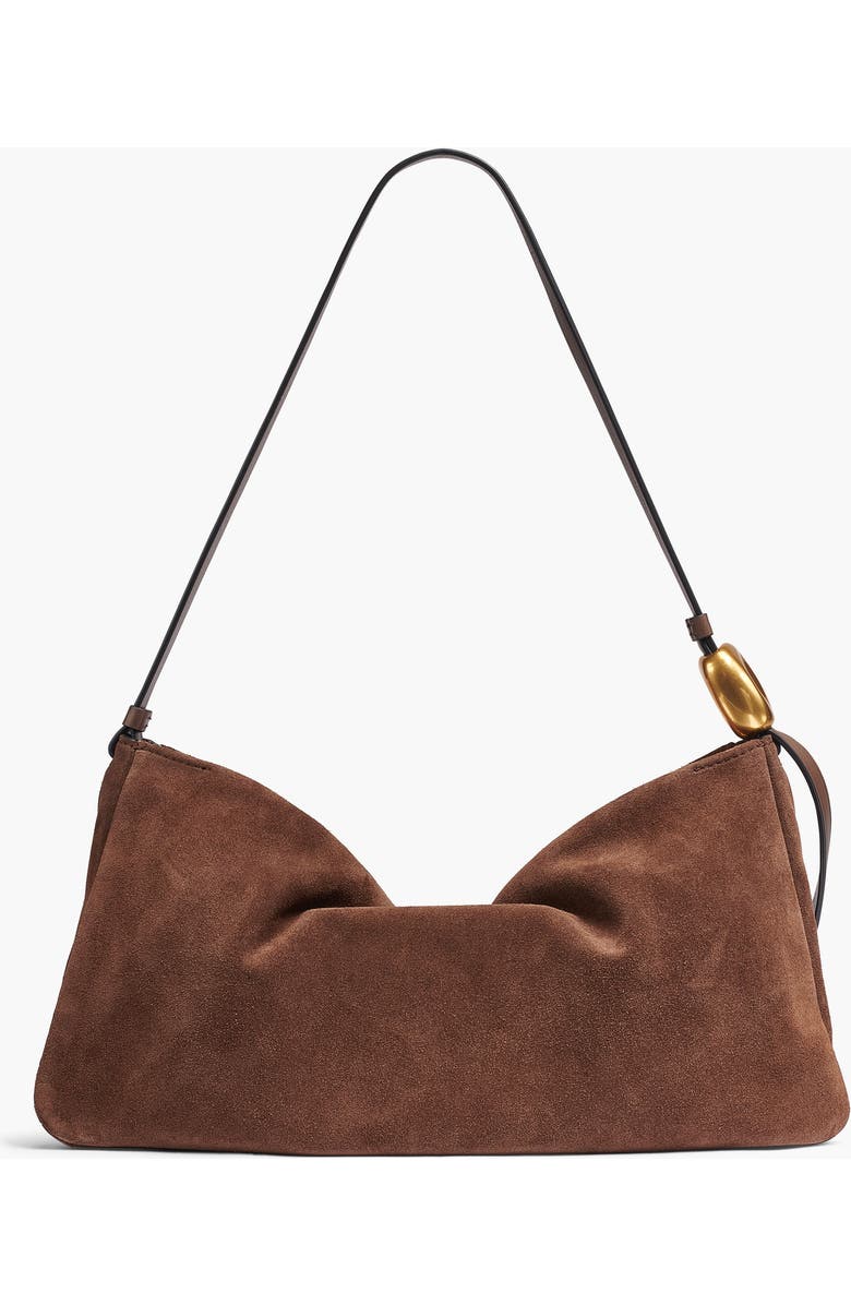 Donna Karan New York Velvet Suede Large Shoulder, Alternate, color, Chocolate