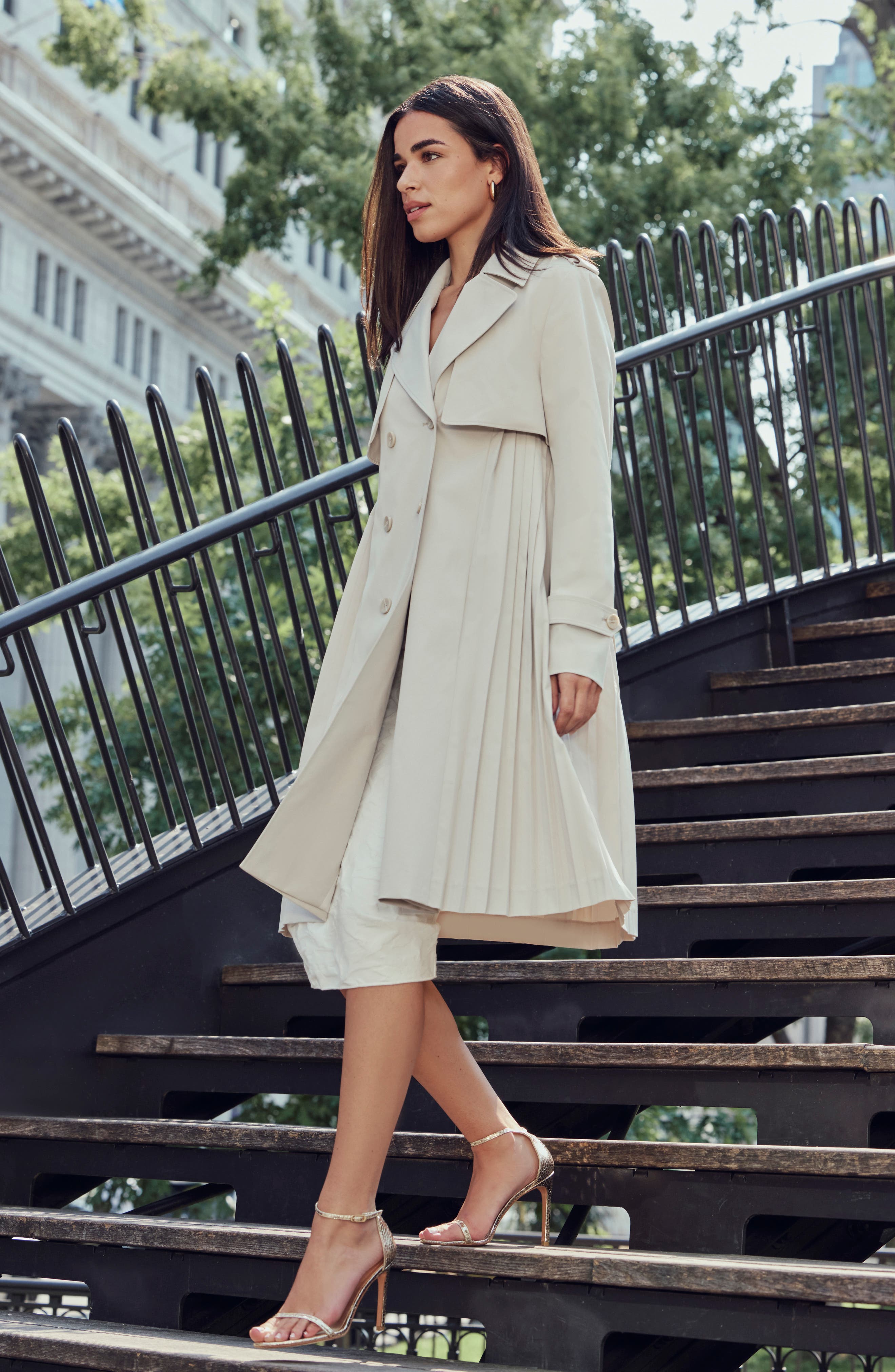 pleated trench coat dress Burgundy Belted Long Sleeve Pleated Midi Trench Dress