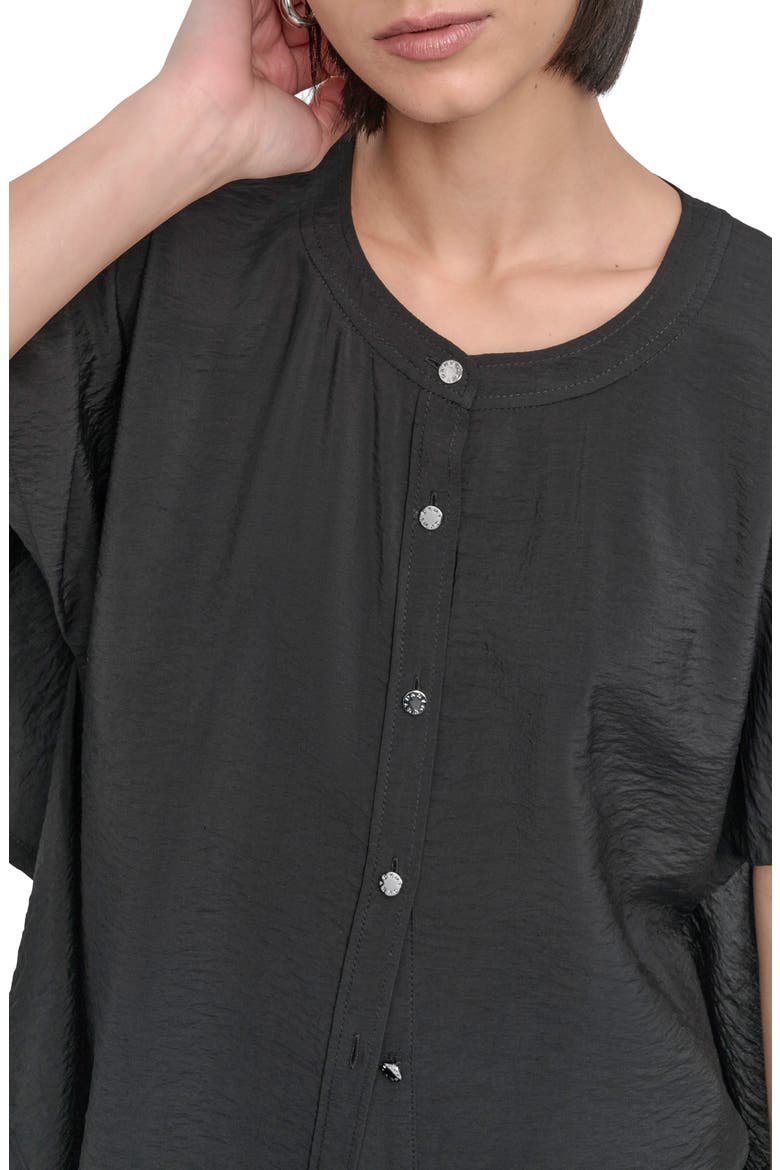 Textured Voile Button-Up Shirt, Alternate, color, BLACK