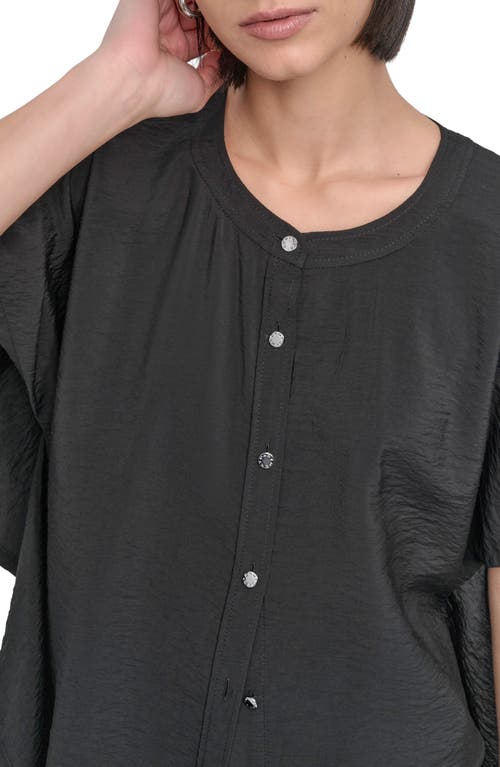 Dkny Textured Voile Button-up Shirt In Black