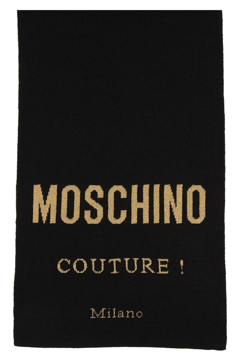 Print Wool Blend Scarf, Alternate, color, BLACK