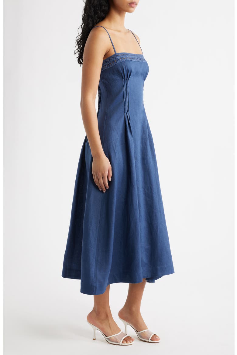 Pomona Sleeveless Linen Midi Dress, Alternate, color, MUTED NAVY