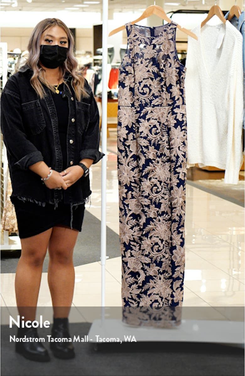 Embroidered Halter Neck Pencil Gown, sales video thumbnail