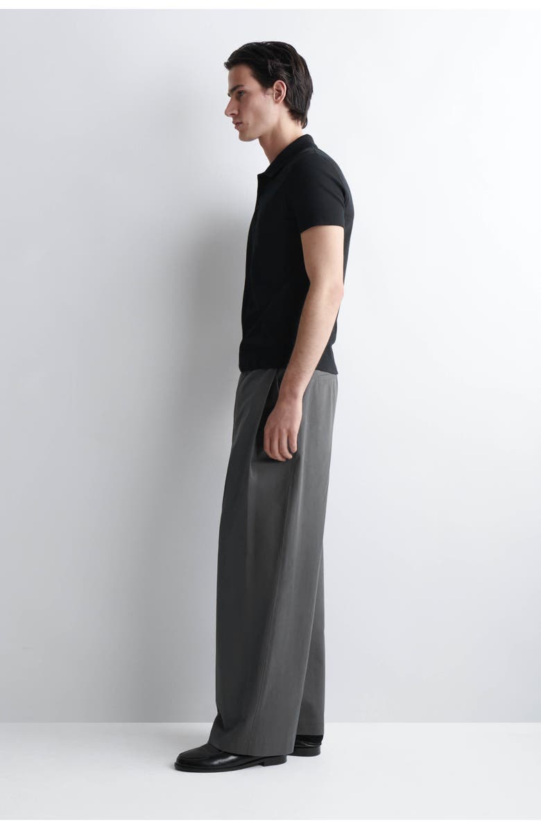 COS Slim Ribbed Cotton Polo Shirt, Alternate, color, Black