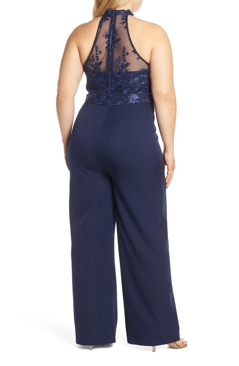 Chi Chi London Jennifer Mesh Bodice Jumpsuit, Alternate, color, 