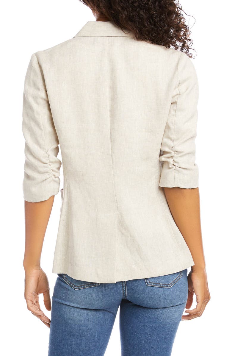 Karen Kane Ruched Sleeve Linen Blazer, Alternate, color, 