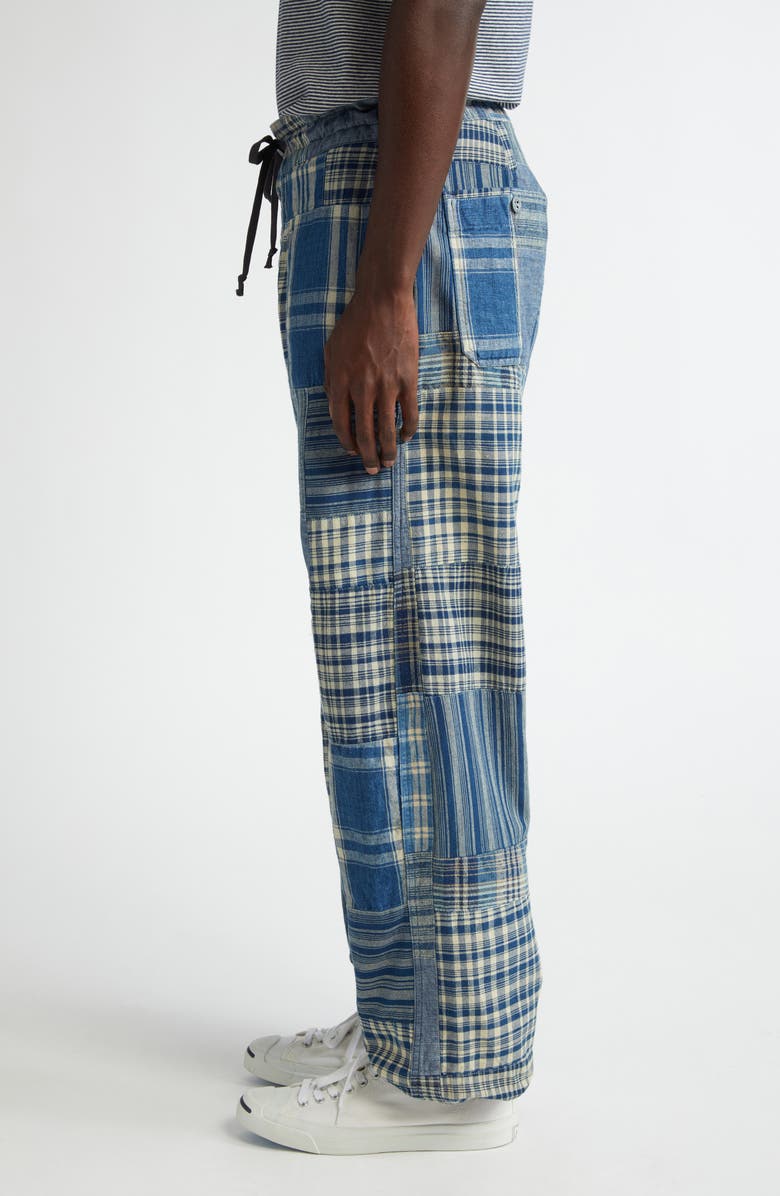 Double RL Indigo Patchwork Cotton & Linen Drawstring Pants, Alternate, color, Indigo/ Creme Multi