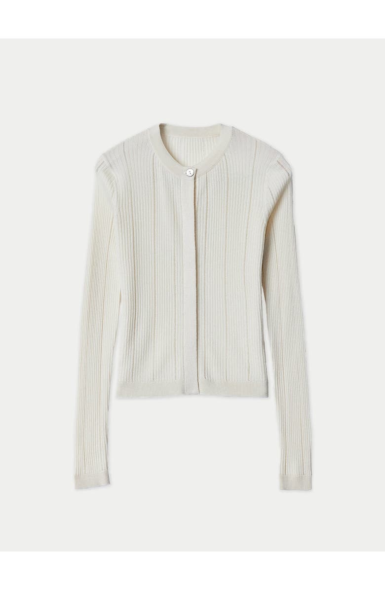 GOBI Mongolian Cashmere Hidden Button-Front Cashmere Silk Cardigan, Main, color, Whisper White