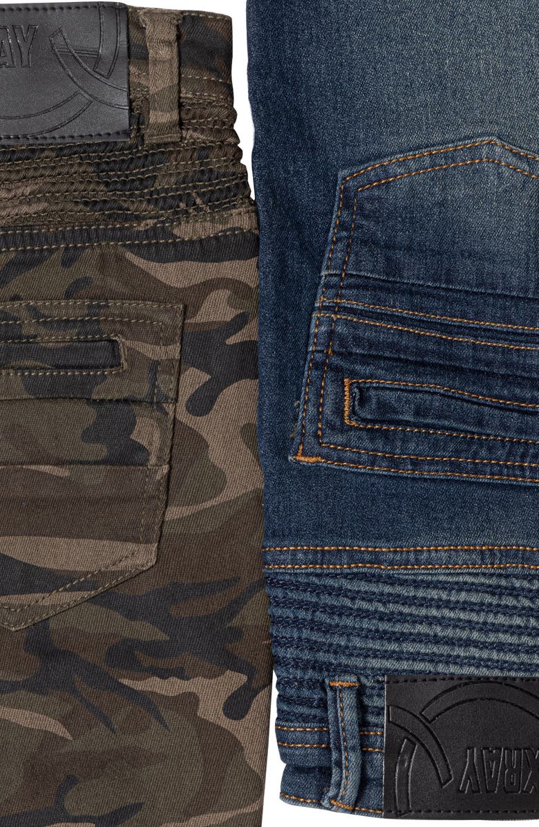 XRAY Kids' 2-Pack Stretch Jeans, Alternate, color, Indigo/ Olive Camo