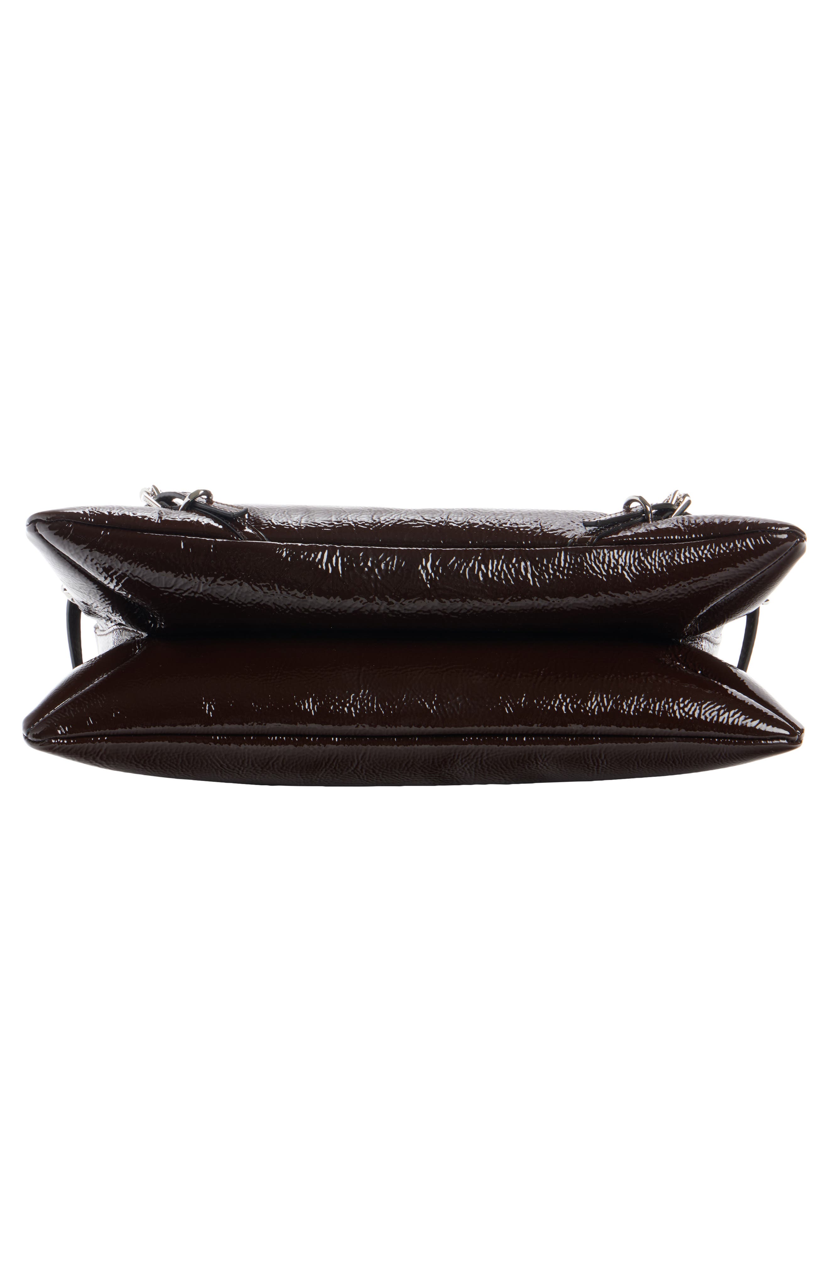 Small Voyou Patent Leather Shoulder Bag, Alternate, color, EBONY BROWN