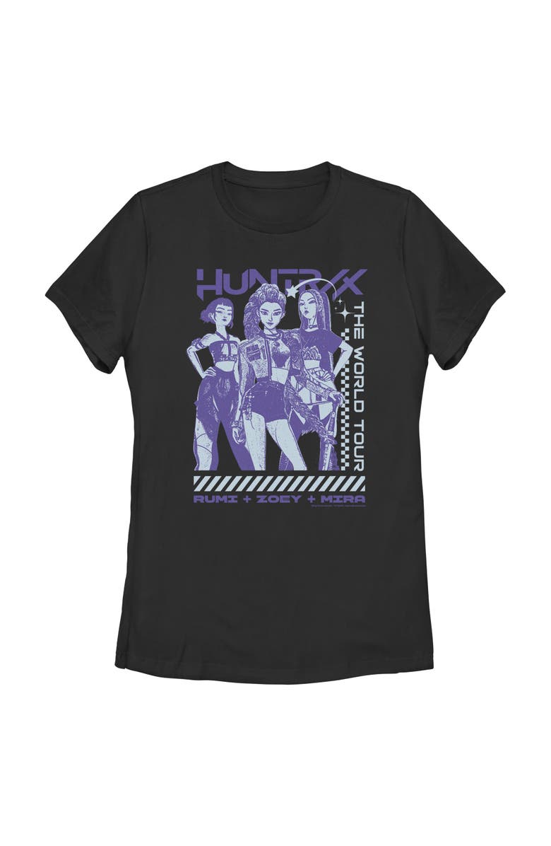 KPop Demon Hunters Women's KPop Demon Hunters Rumi Zoey Mira Tour  Graphic T-Shirt, Main, color, Black