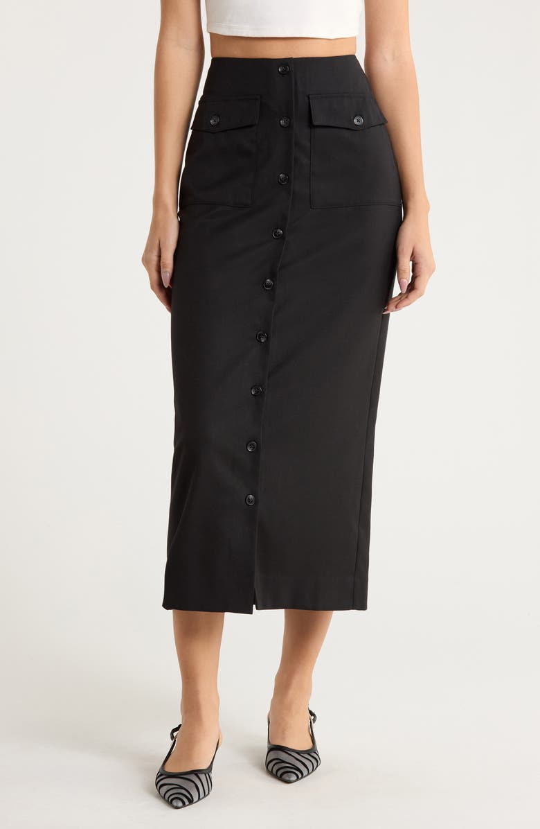 Reformation Britt Column Skirt, Main, color, Pitch Black