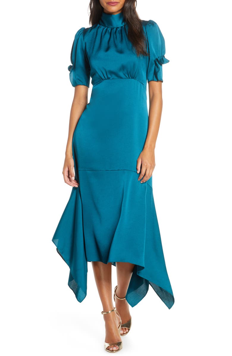 Eliza J Ruffle Puff Sleeve Dress, Main, color,