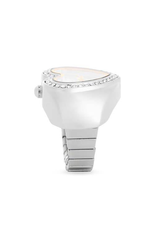 Jessica Simpson Crystal Heart Ring Watch In Silver