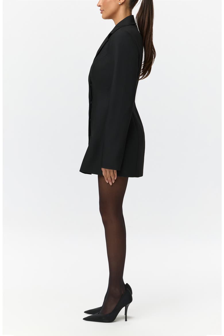 Pleated Long Sleeve Suiting Blazer Minidress, Alternate, color, BLACK