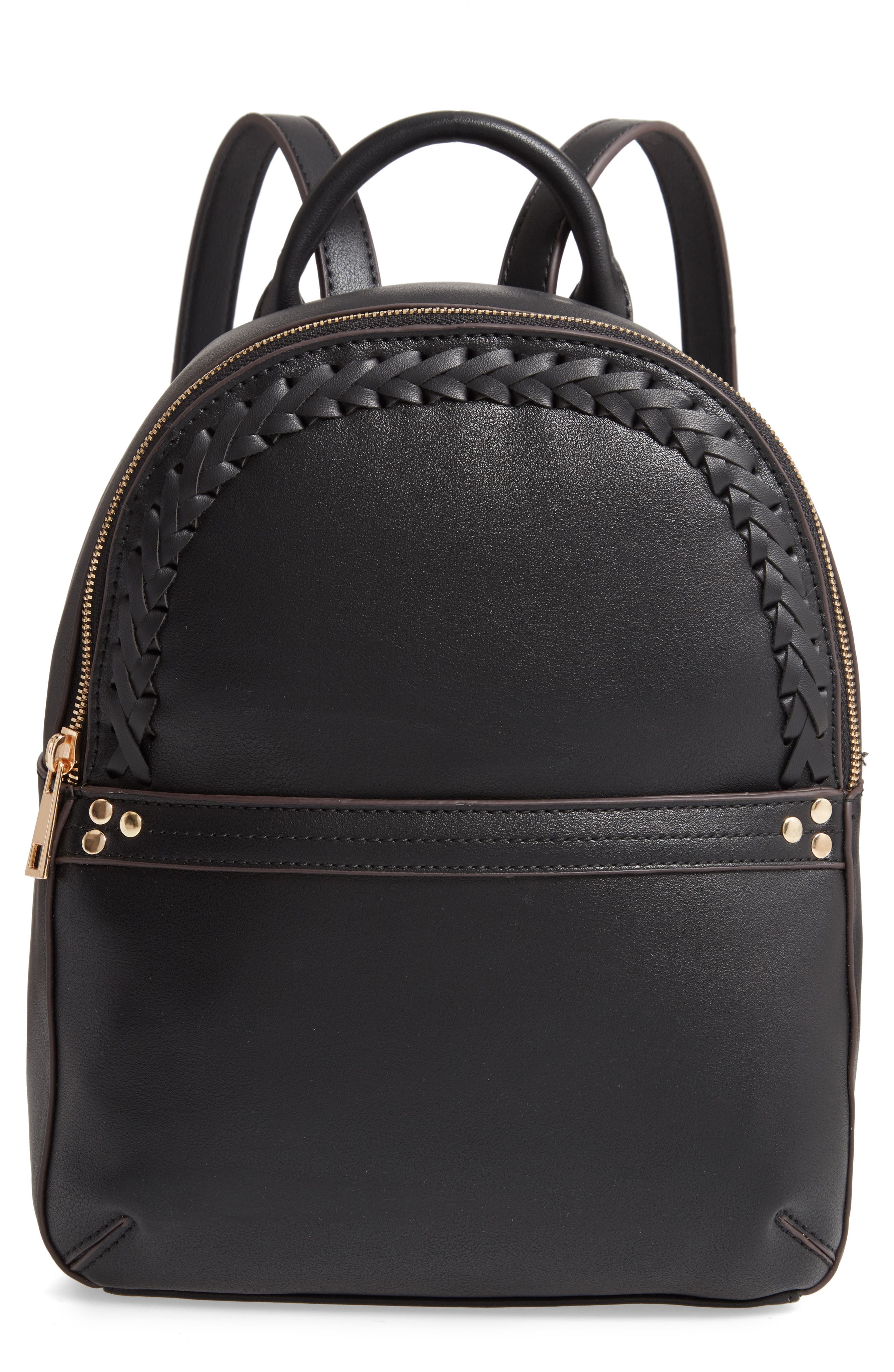 Dayla Faux Leather Backpack, Main, color, BLACK