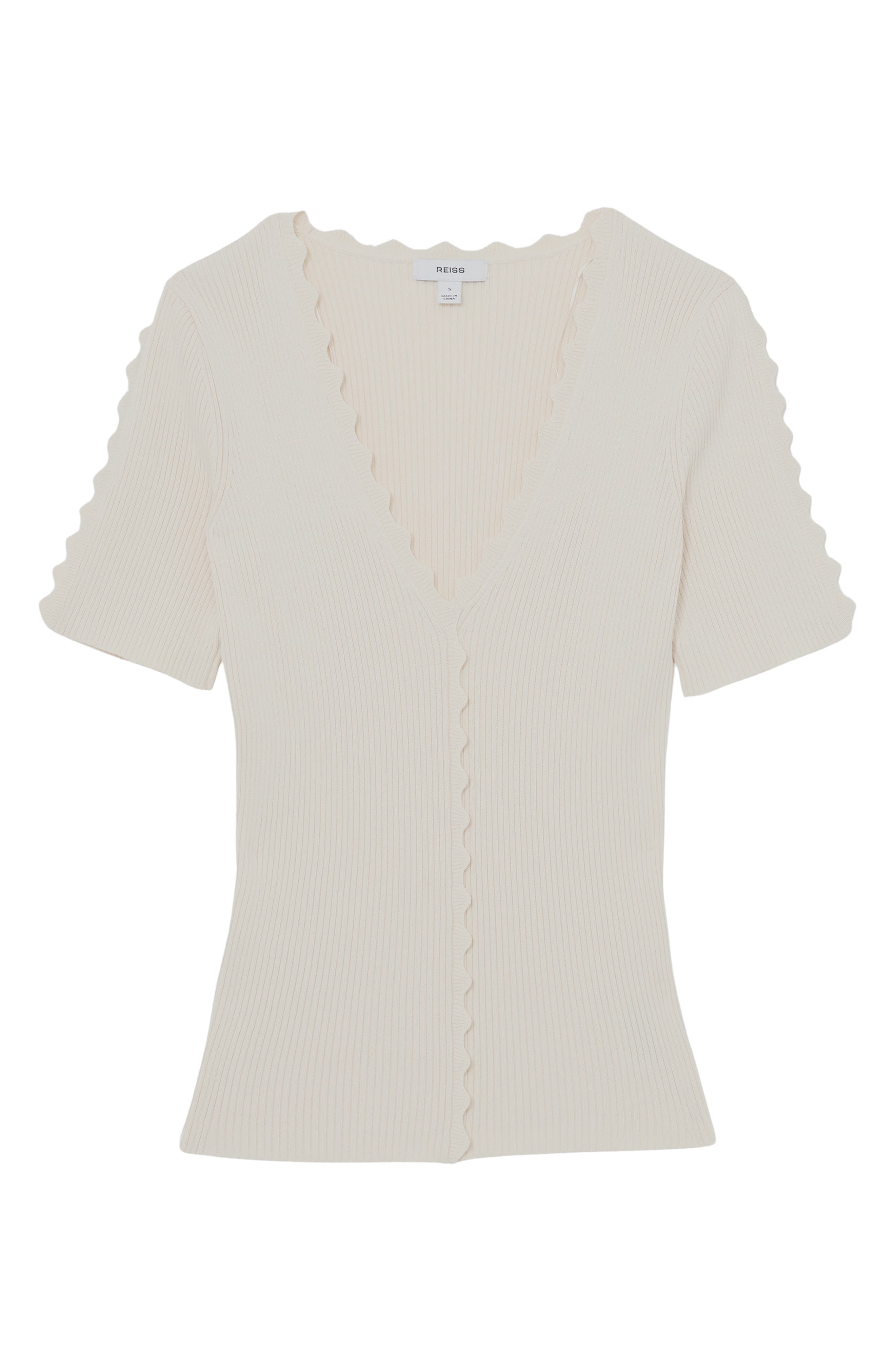 Reiss Marcy Scalloped Rib Knit Top (Women) | Nordstromrack