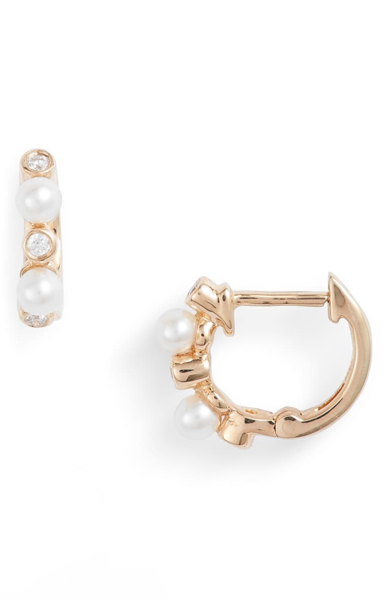 Dana Rebecca Designs Pearl Ivy Diamond Huggie Hoop Earrings, Main, color, 