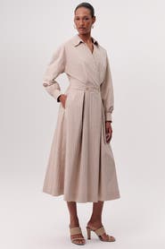 Exquise Kaitlynn Wrap Neck Elastic Waist Midi Dress