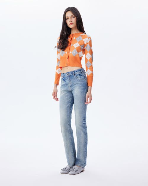Theo The Label Women's Yellow / Orange Nomia Plaid Pearly Cardigan - Mandarine In Mandarine/gold