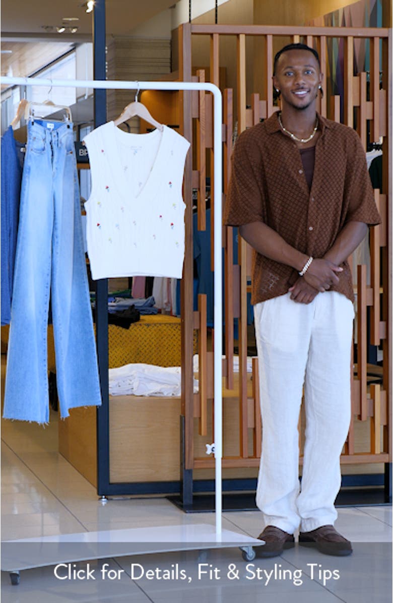 Plumeria Floral Embroidered Cable Stitch Vest, sales video thumbnail