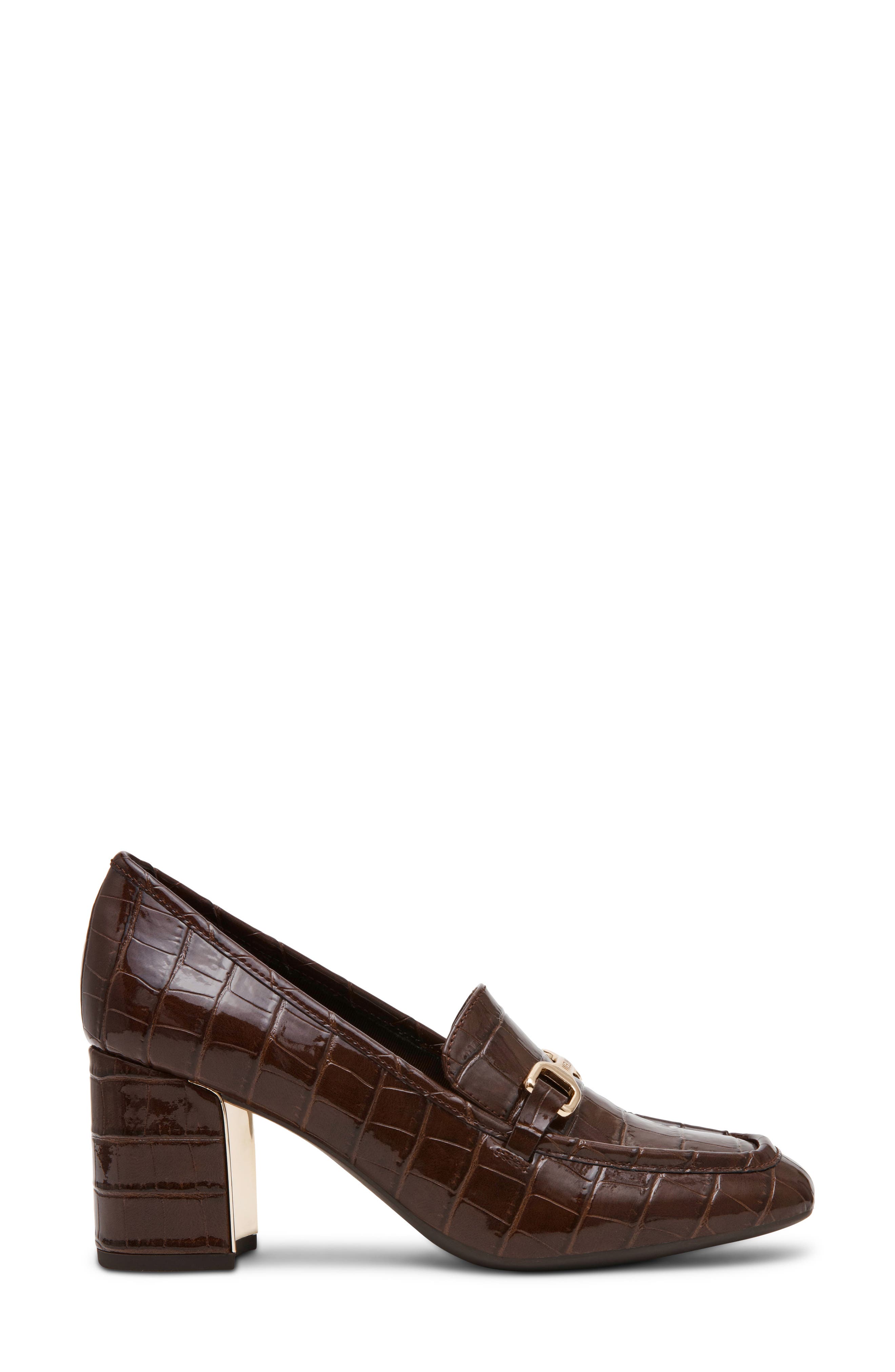 Telia Faux Leather Loafer Pump, Alternate, color, BROWN CROCO PATENT PU