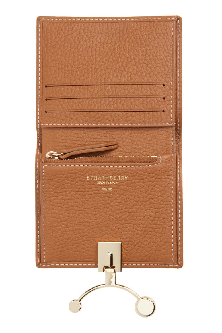 Crescent Leather Bifold Wallet, Alternate, color, TAN - VANILLA STITCH