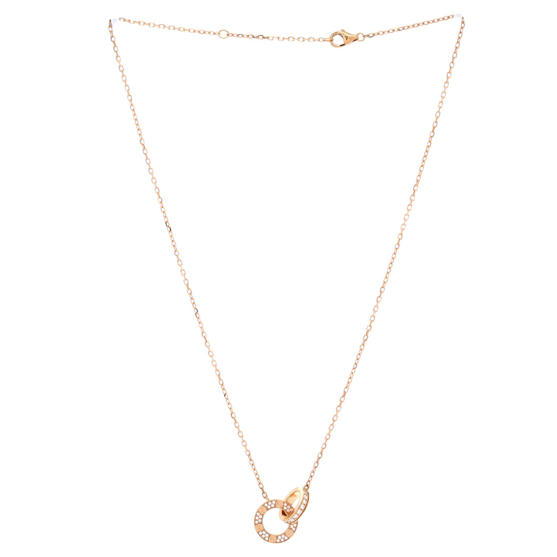 Love Interlocking Pave Necklace 18K Rose Gold and Diamonds, Alternate, color, Metallic Gold
