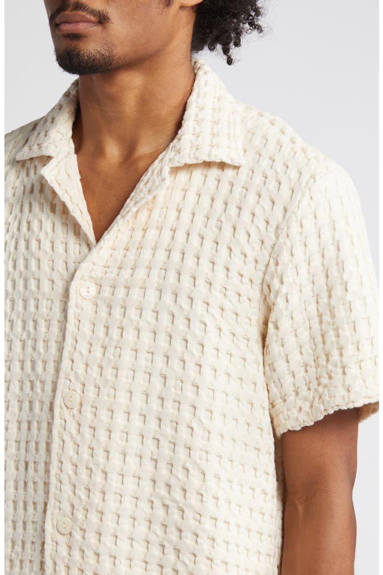 Waffle Knit Camp Shirt, Alternate, color, OFFWHITE