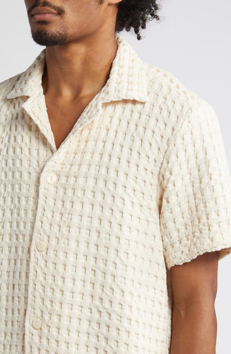 OAS Waffle Knit Camp Shirt, Alternate, color, Off White