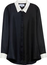 PARTOW Dahlia Silk Contrast Collar Shirt