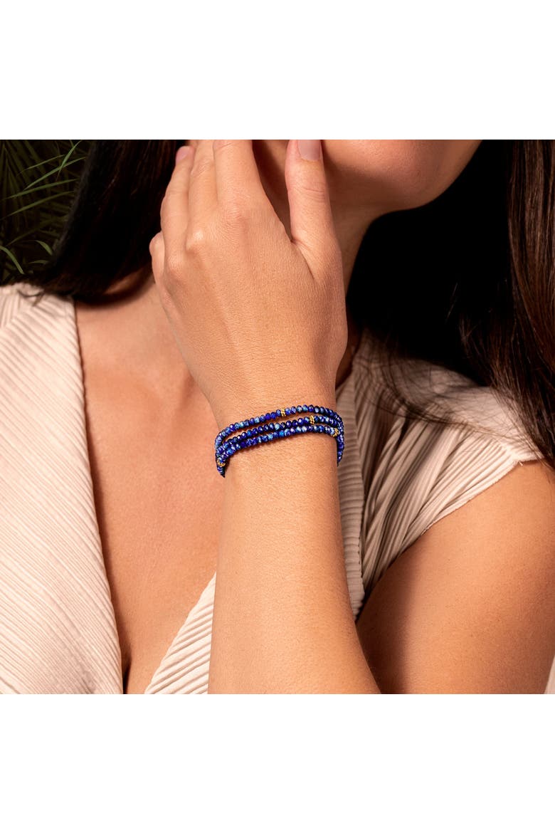 Lapis Lazuli Heart Charm Wrap Bracelet Peaceful Love, Alternate, color, Blue/gold