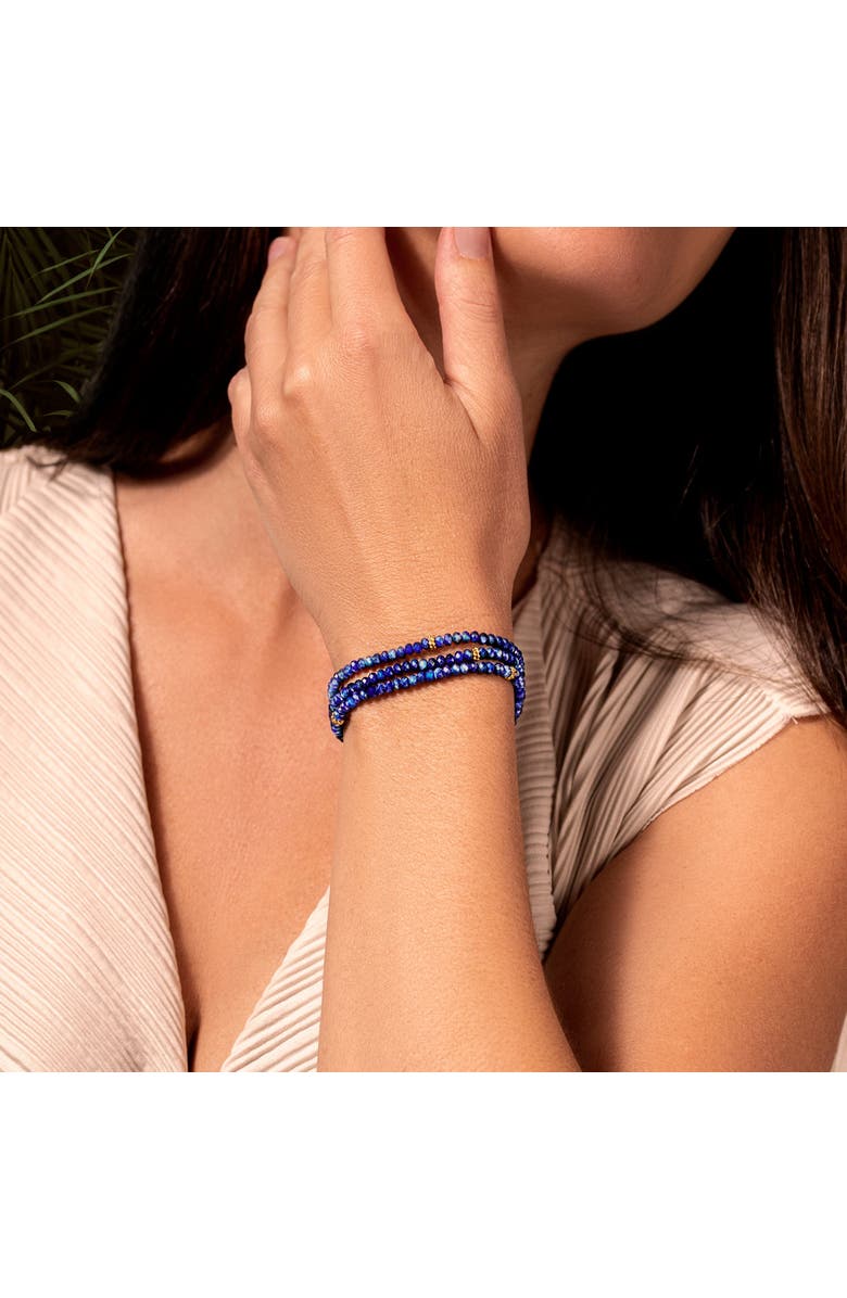 Karma and Luck Lapis Lazuli Heart Charm Wrap Bracelet Peaceful Love, Alternate, color, Blue/Gold