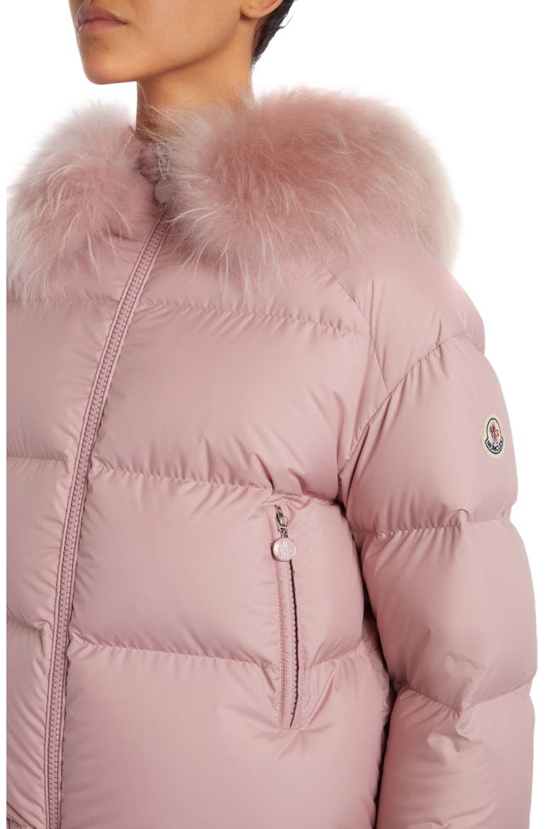 Mino Quilted Down Jacket with Removable Genuine Shearling Trim, Alternate, color, PINK