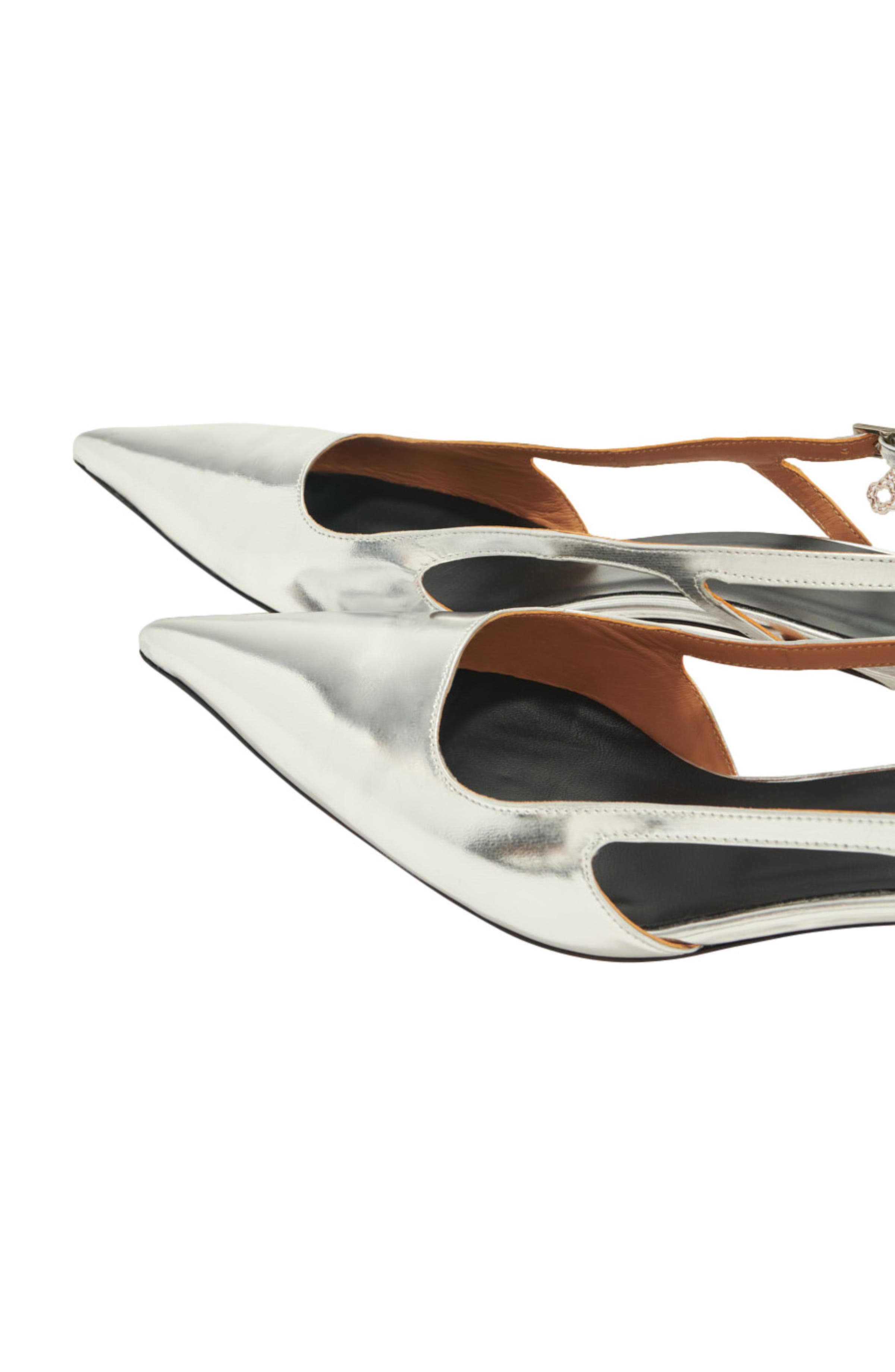 maje Silver leather strappy heels, Alternate, color, Silver