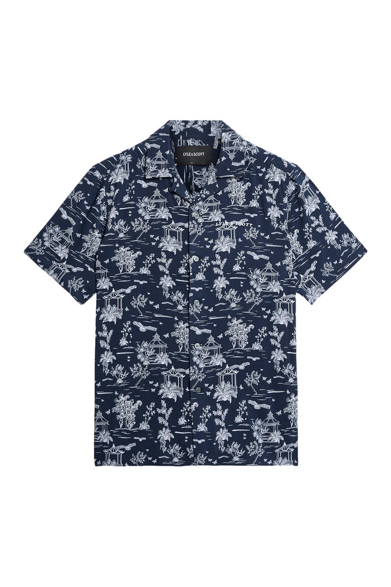 Botanical Garden Print Resort Shirt, Alternate, color, Dark Navy