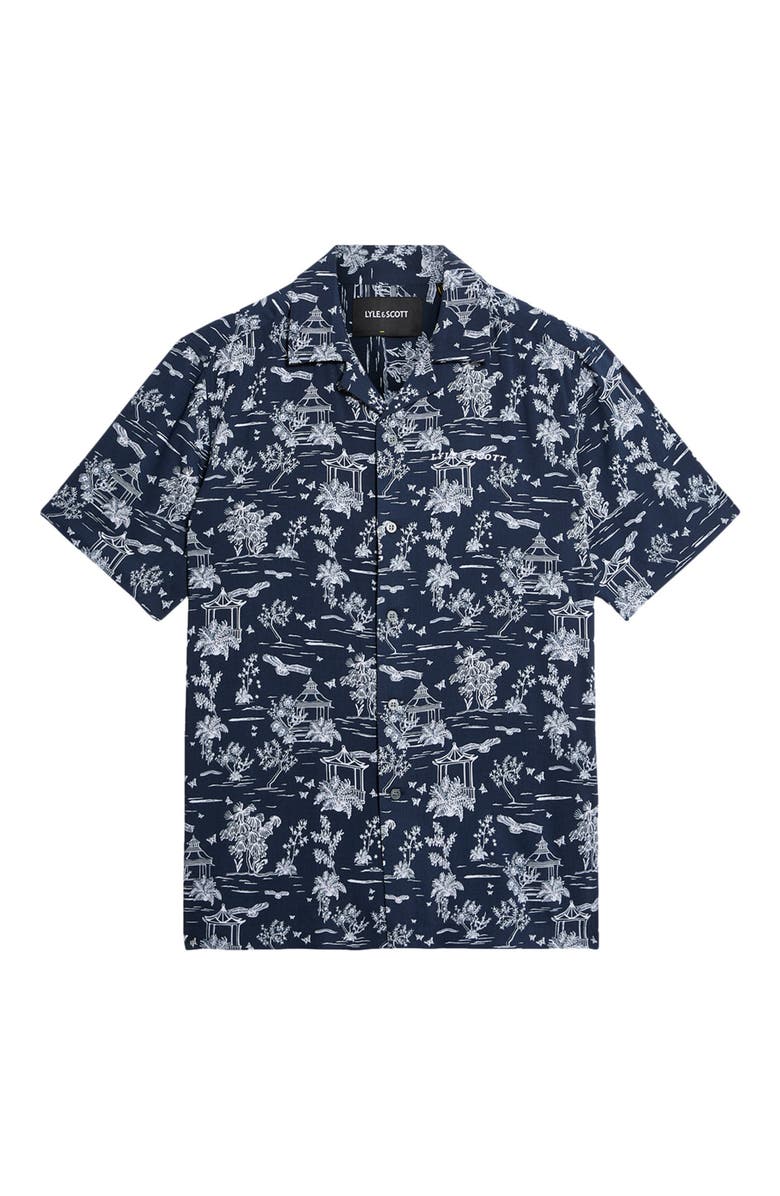 Lyle & Scott Botanical Garden Print Resort Shirt, Alternate, color, Dark Navy