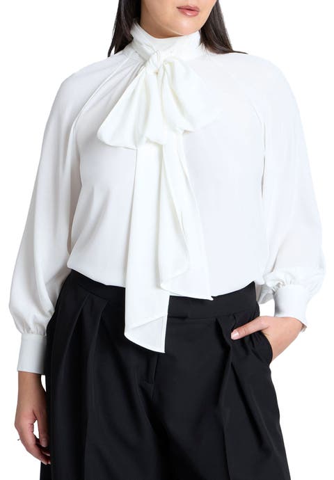 Dramatic Neck-Tie Blouse (Plus Available)