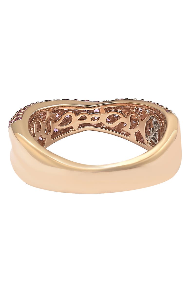 SUZY LEVIAN 14K Rose Gold Sterling Silver Pink Sapphire & Lab Grown Sapphire Diamond Accent Crossover Ring, Alternate, color, Pink