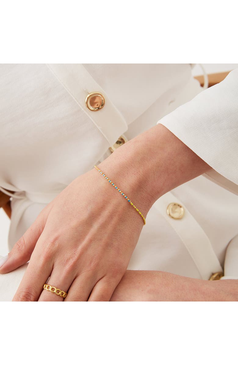 Spero London Sterling Silver Enamel Mine Beaded Colourful Rainbow Bracelet, Alternate, color, Gold