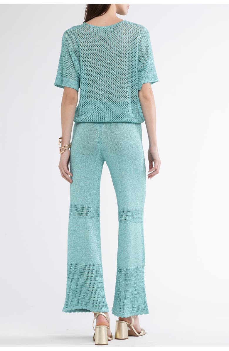 Sunday St. Tropez Leo Crochet Cover-Up Loose Top, Alternate, color, Turquoise